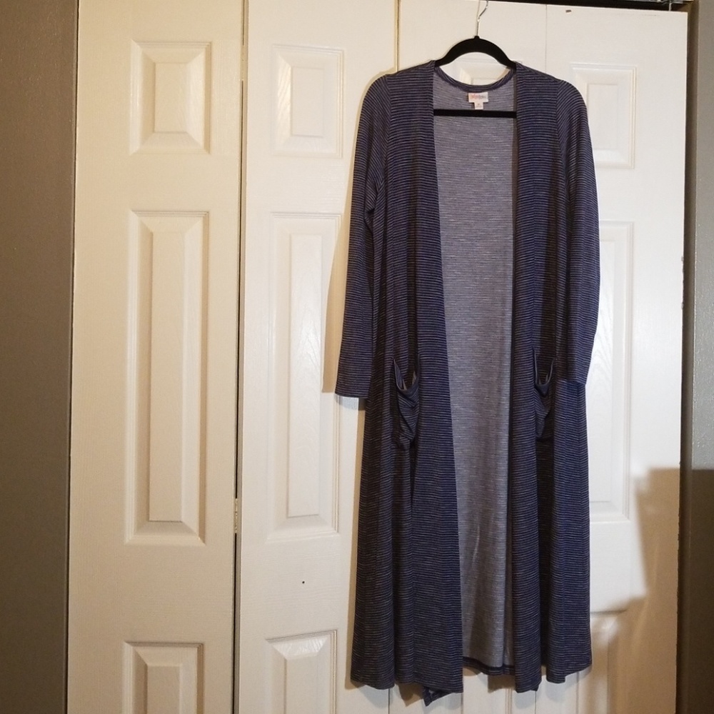 LulaRoe Sarah Blue Long Duster Cardigan NWOT